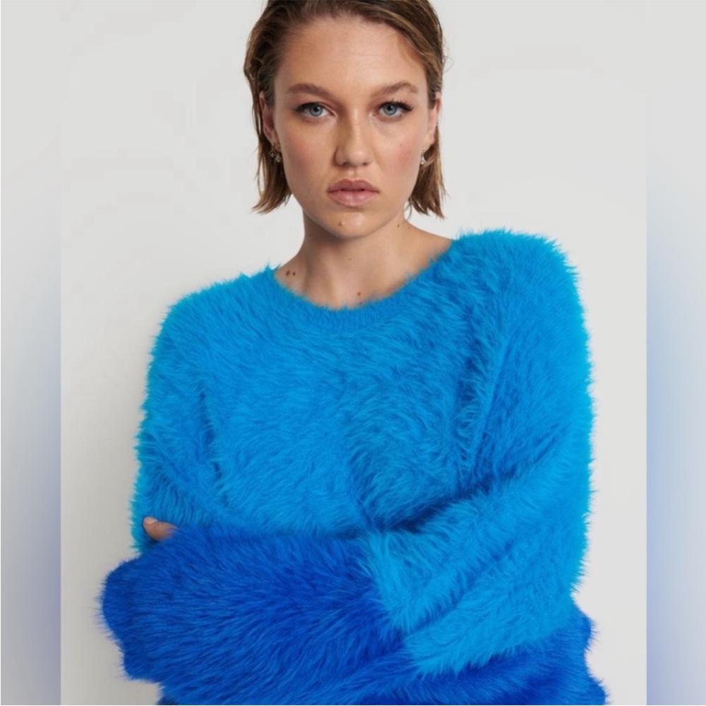 One Teaspoon FLUFFY COLOUR BLOCKED KNIT SWEATER in aqua Medium